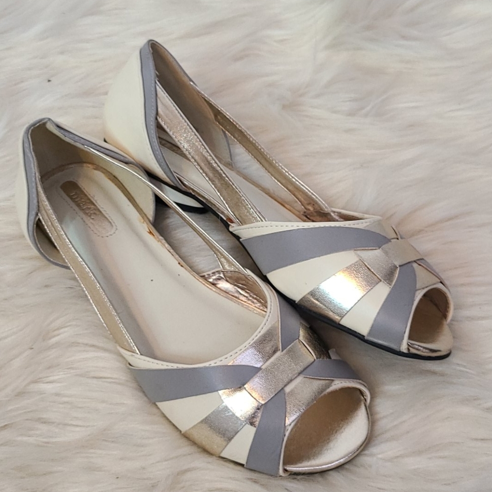 Mark. Metallic Gold & silver sandals size 8